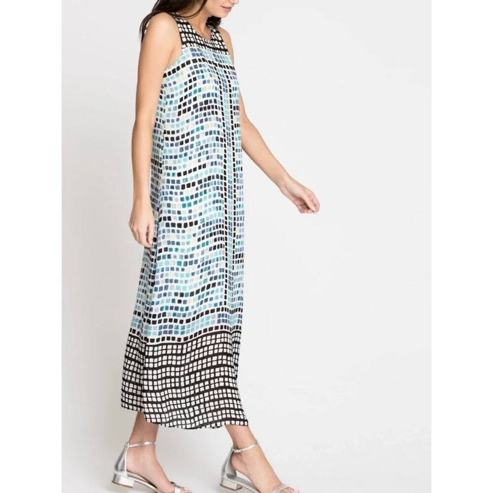 Nic+Zoe women's midi dress size M checkered shift sleeveless relaxed colorful